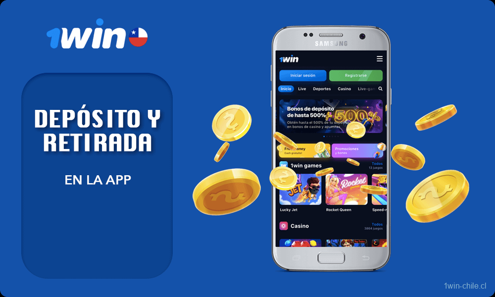 Lista con Métodos de depósito y retirada en la app