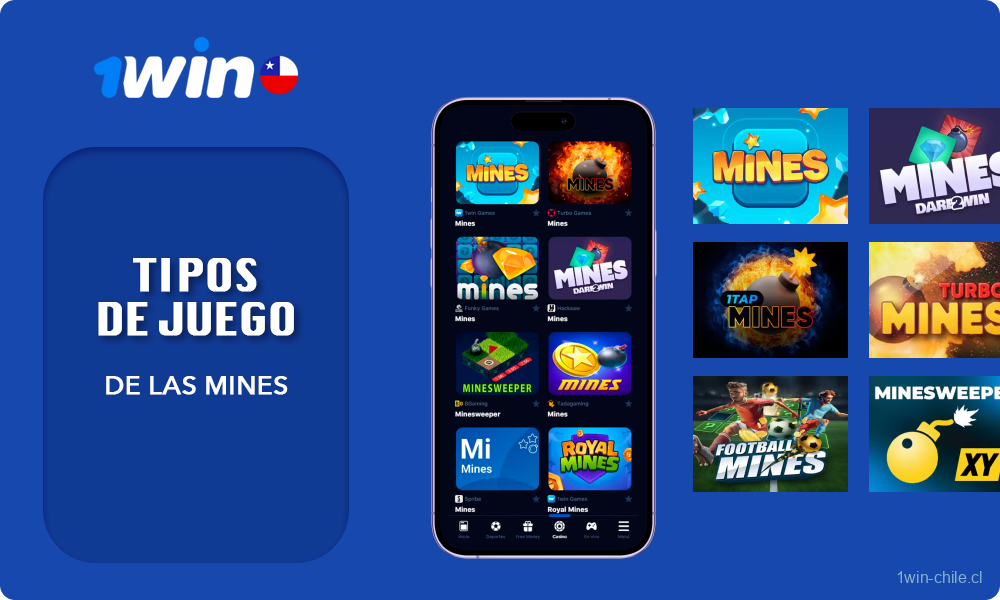 Hay varias variantes del juego Mines de diferentes desarrolladores en la colección del casino 1win Chile